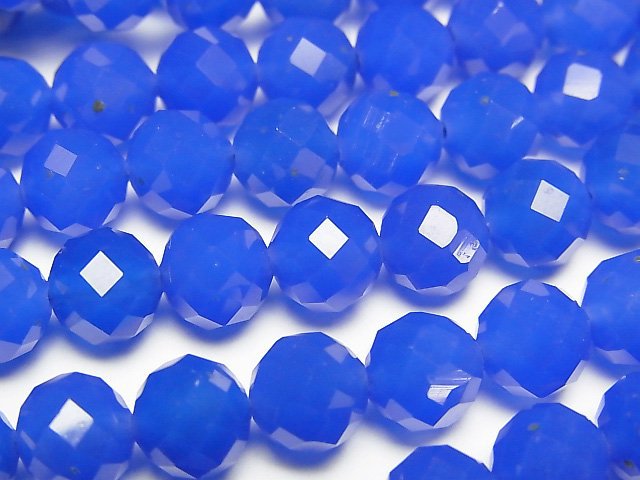 High Quality! Blue Agate AAA 64 Faceted Round 8mm 1strand beads (aprx.15inch/36cm)