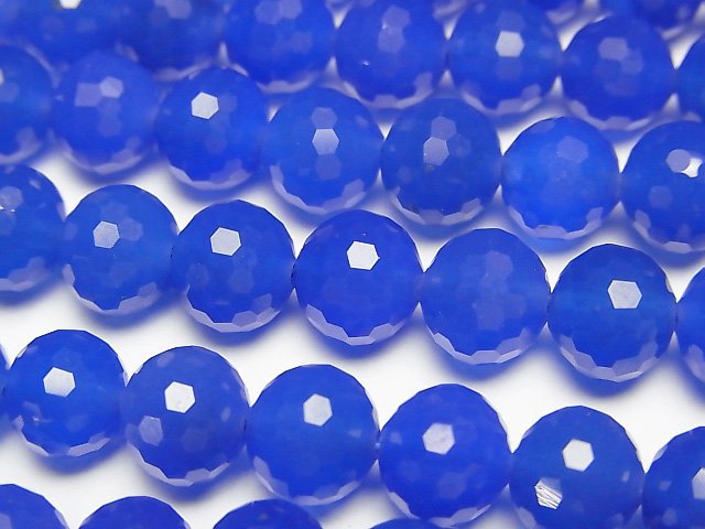 High Quality! Blue Agate AAA 128 Faceted Round 8mm 1strand beads (aprx.15inch/37cm)