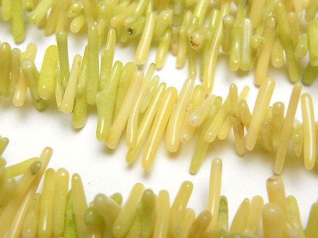 黃色珊瑚(染色)碎石珠子 1串(約15英吋/37公分)