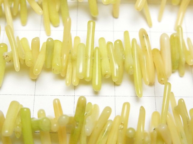 黃色珊瑚(染色)碎石珠子 1串(約15英吋/37公分)