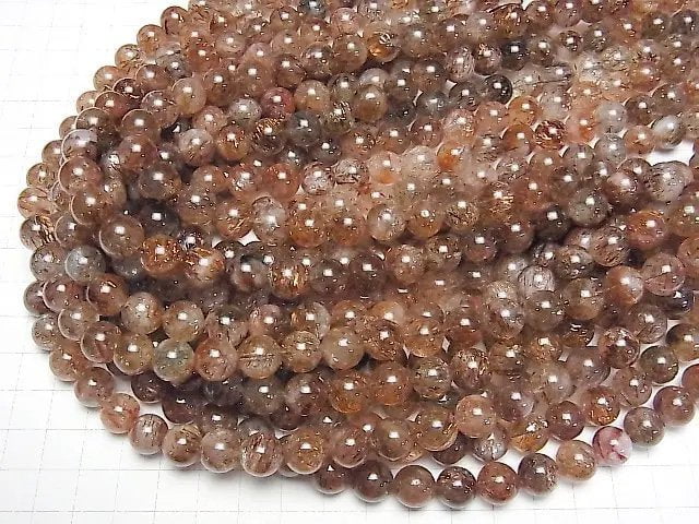 Mica in Quarz AAA- Rund 10mm halb oder 1 Strang Perlen (ca. 15 Zoll/37 cm)
