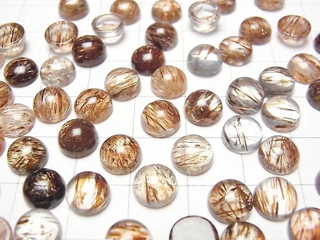 Mica in Quarz AAA runder Cabochon 8x8mm 2 Stück