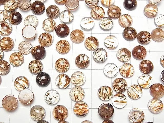Mica in Quarz AAA runder Cabochon 8x8mm 2 Stück