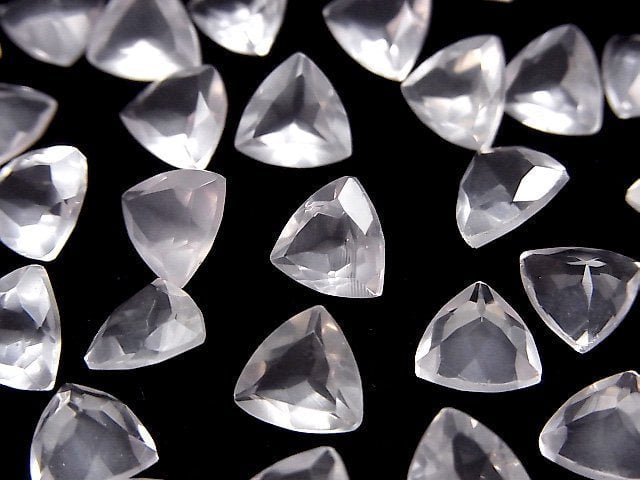 高品質玫瑰石英 AAA 裸石 圓三角形刻面 8x8mm 3顆