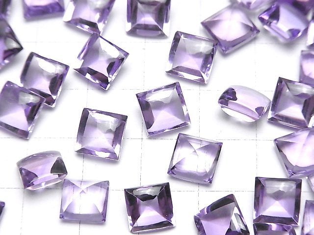 Hochwertiger Amethyst AAA loser Stein quadratisch Buff Top Cut 8x8mm 2 Stück