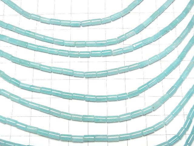 Peruanischer Amazonit AAA- Tube 6x3x3mm halb oder 1 Strang Perlen (ca. 15 Zoll/38 cm)