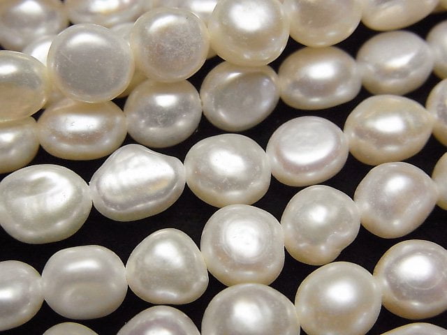 淡水珍珠 AA++ 巴洛克 7-8mm 白色 1串珠子 (約14英寸/35厘米)