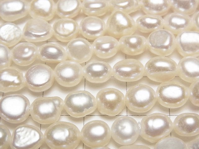 淡水珍珠 AA++ 巴洛克 7-8mm 白色 1串珠子 (約14英寸/35厘米)