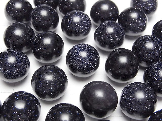 Blauer Goldener Sandstein Kugel, Rund 15mm 3Stücke
