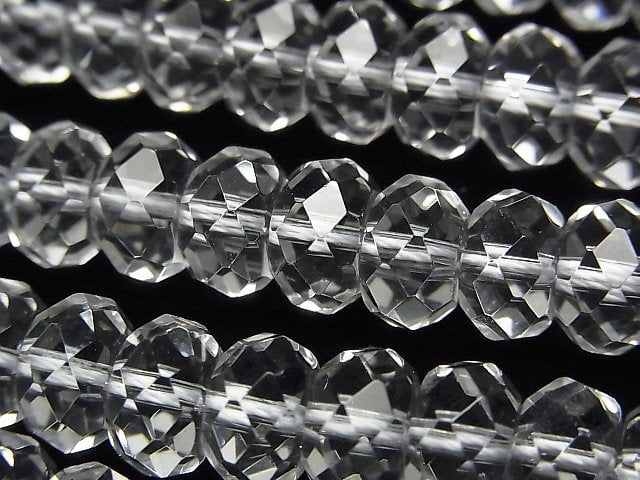 高品質!水晶(熔煉石英)AAA刻面鈕扣扁圓珠 9x9x6mm 半串或1串珠子 (約15英寸/36公分)