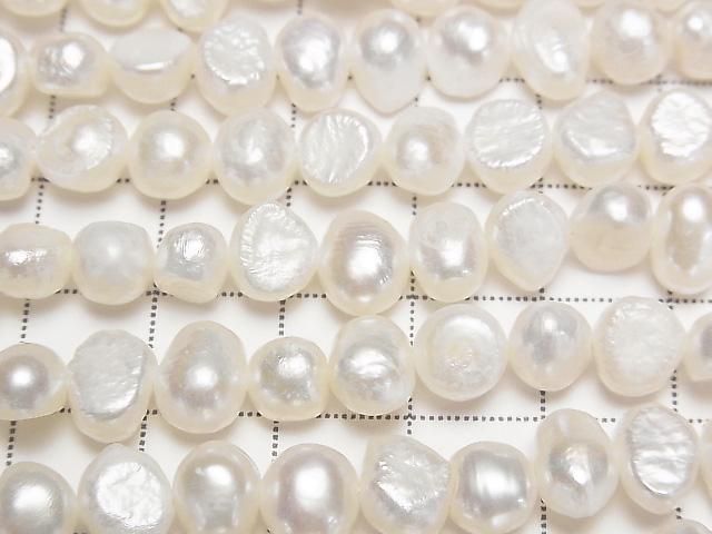 淡水珍珠 AA 馬鈴薯形 - 巴洛克式 7-8mm 白色 1串珠子 (約13英吋/33公分)