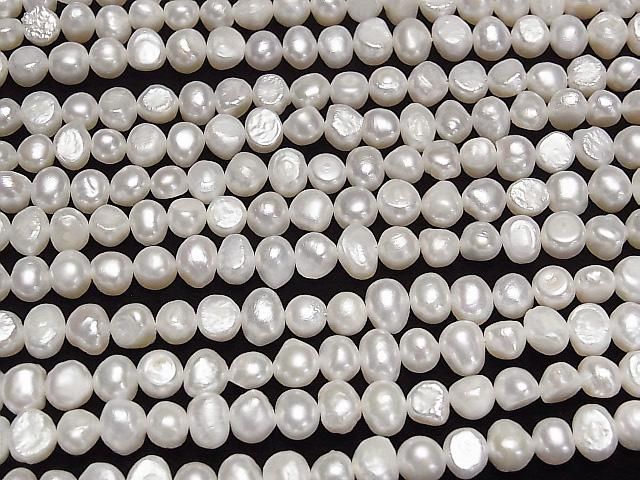 淡水珍珠 AA 馬鈴薯形 - 巴洛克式 7-8mm 白色 1串珠子 (約13英吋/33公分)