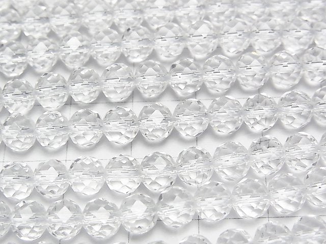高品質!人造水晶 AAA 64刻面 半刻面 圓珠 6毫米 1串(約15英吋/36公分)