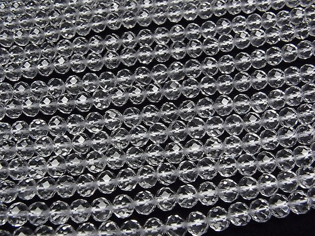 Hochwertig! Kristall (geschmolzenen Quarz) AAA 64Facettiert Halb-Facettiert Rund 6mm 1Strang Perlen (ca. 15 Zoll/36 cm)