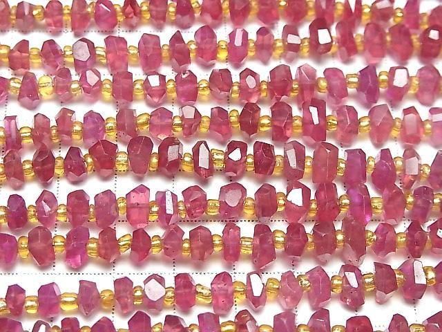 Rubis de haute qualité AAA - Pépites facettées, demi ou 1 fil de perles (environ 17 cm)