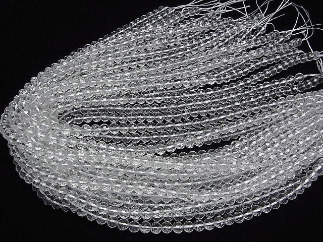 Hochwertig! Kristall (geschmolzener Quarz) AAA 128 facettierte semi-facettierte runde 6mm 1strang Perlen (ca. 15 Zoll/36 cm)