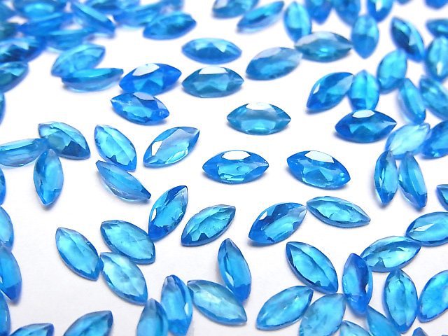 高品質霓虹藍磷灰石 AAA 裸石 馬眼刻面 6x3mm 3顆