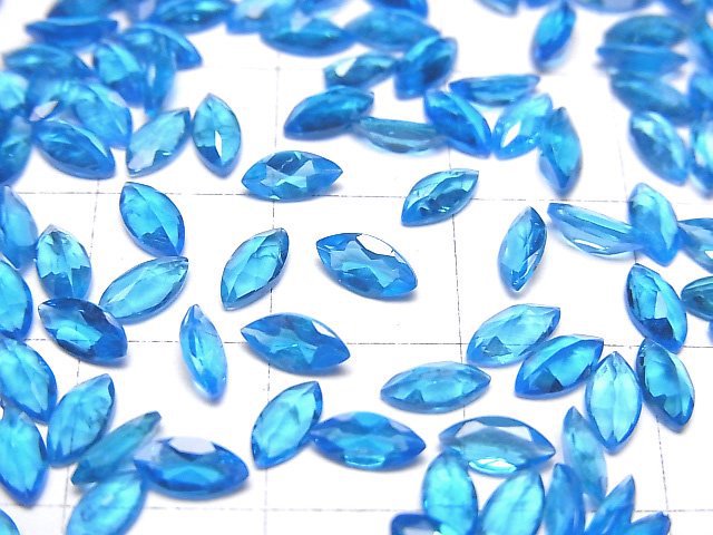 高品質霓虹藍磷灰石 AAA 裸石 馬眼刻面 6x3mm 3顆