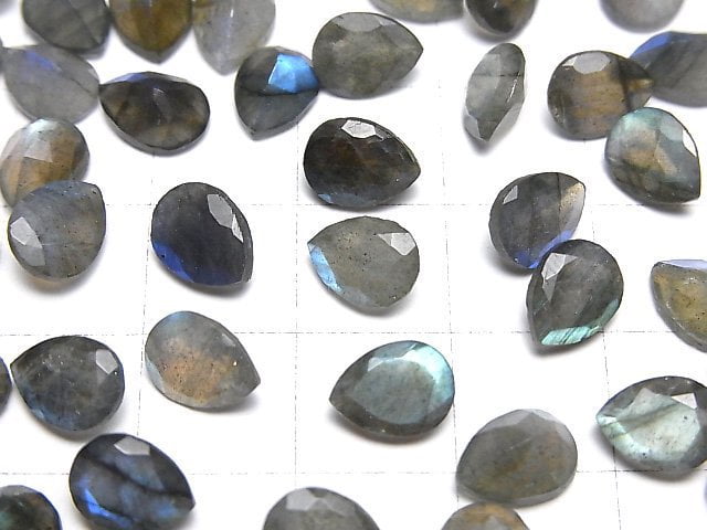 Hochwertiger Labradorit AA++ Birnenform Facettiert 8x6mm 5Stk.