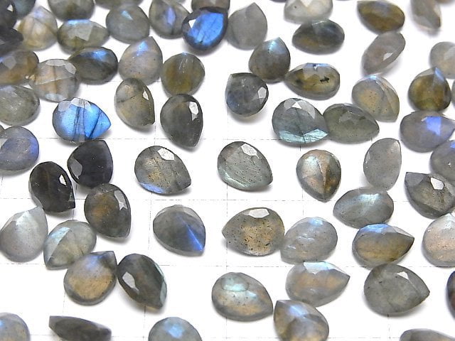 Hochwertiger Labradorit AA++ Birnenform Facettiert 8x6mm 5Stk.