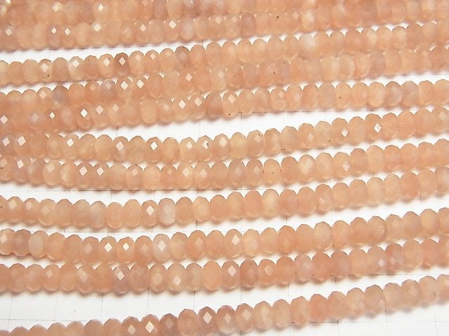 Hochwertiger! Oranger Mondstein AA++ Facettiert Knopf Rondelle 6x6x4mm 1Strang Perlen (ca. 15Zoll/37cm)