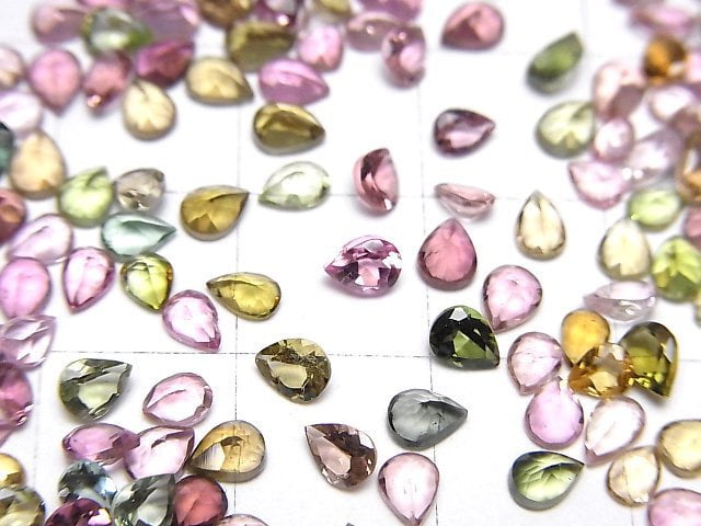High Quality Multicolor Tourmaline AAA Loose Stone Pear Shape Faceted 4x3mm 10pcs