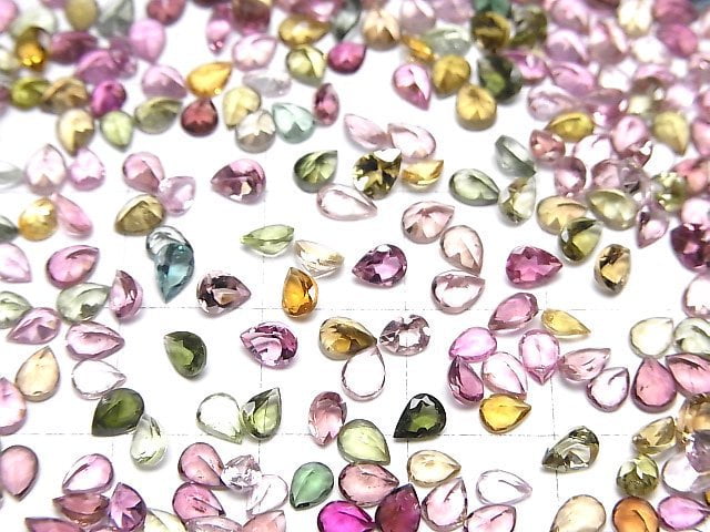 High Quality Multicolor Tourmaline AAA Loose Stone Pear Shape Faceted 4x3mm 10pcs