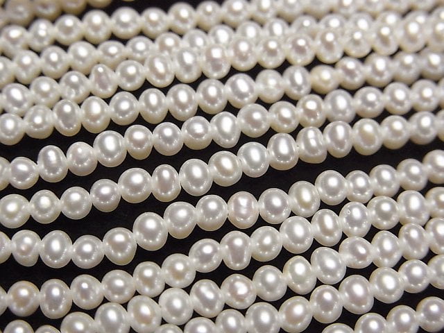 Fresh Water Pearl AAA Potato 3mm White half or 1strand beads (aprx.15inch/38cm)