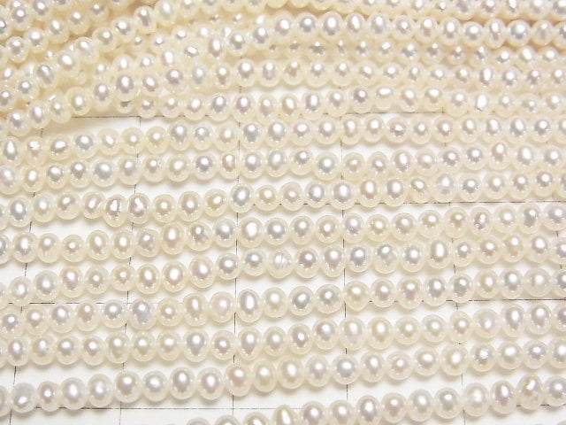 Fresh Water Pearl AAA Potato 3mm White half or 1strand beads (aprx.15inch/38cm)