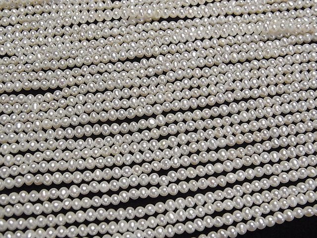 Süßwasserperle AAA Kartoffel 3mm Weiß halb oder 1Strang Perlen (ca. 15Zoll/38cm)