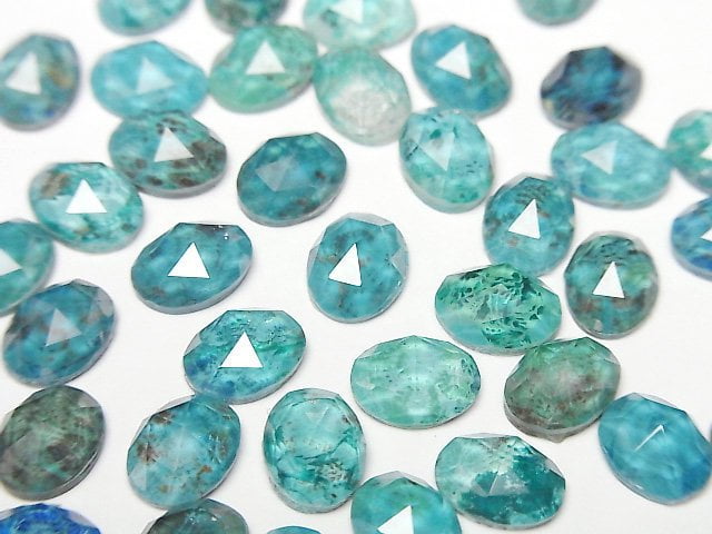 矽孔雀石 x 水晶 AAA 橢圓形玫瑰式切割 8x6毫米 3顆