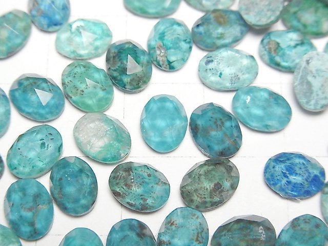 矽孔雀石 x 水晶 AAA 橢圓形玫瑰式切割 8x6毫米 3顆