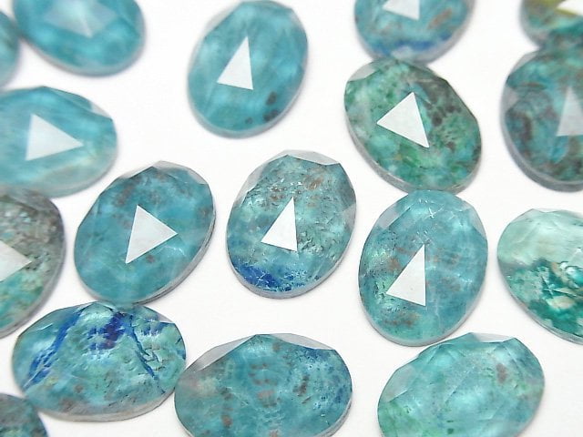 矽孔雀石 x 水晶 AAA 橢圓形玫瑰式切割 14x10mm 2顆