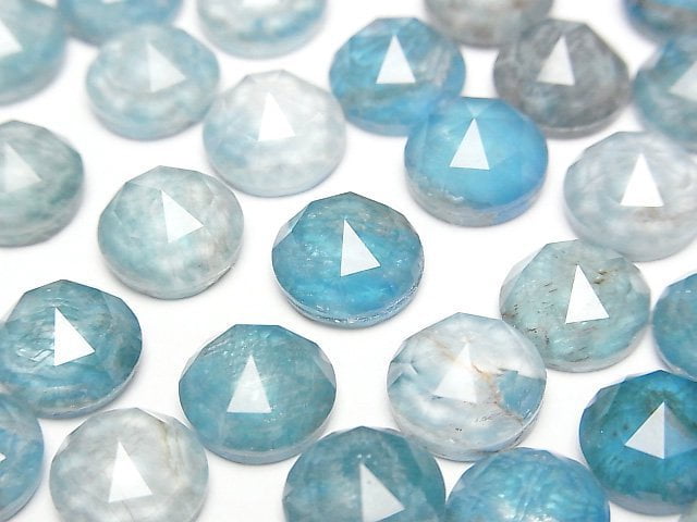 磷灰石 x 水晶 AAA 圓形玫瑰切割 10x10公釐 2顆