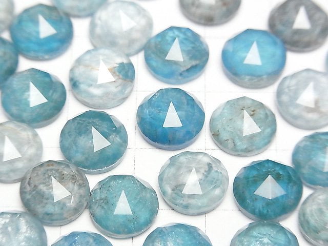 磷灰石 x 水晶 AAA 圓形玫瑰切割 10x10公釐 2顆