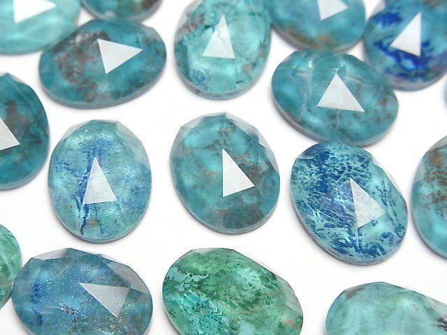 天然藍銅礦 x 水晶 AAA 橢圓形玫瑰切面 16x12毫米 1顆