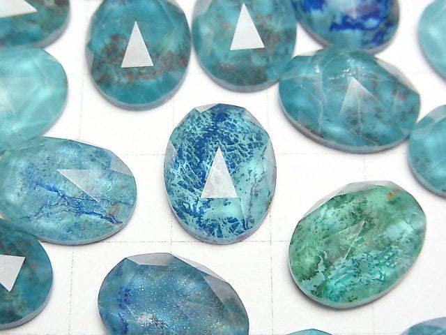 天然藍銅礦 x 水晶 AAA 橢圓形玫瑰切面 16x12毫米 1顆