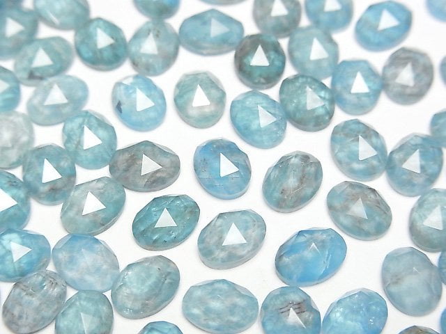 磷灰石 x 水晶 AAA 橢圓形玫瑰式切割 8x6mm 3顆