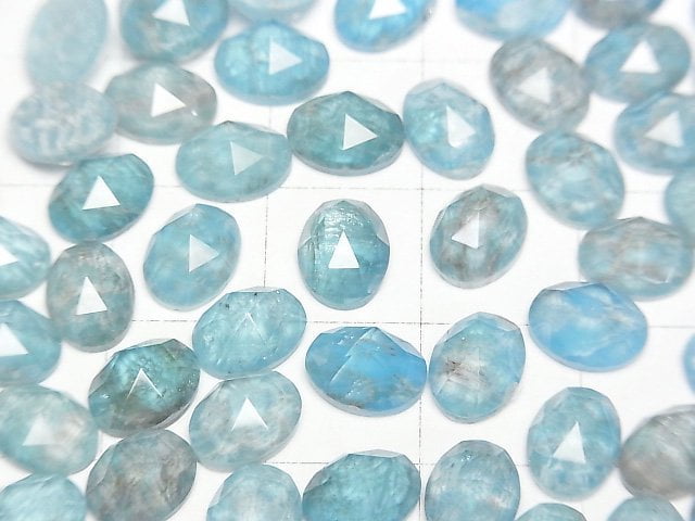 磷灰石 x 水晶 AAA 橢圓形玫瑰式切割 8x6mm 3顆