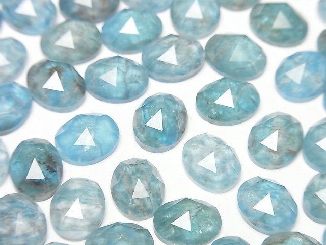 磷灰石 x 水晶 AAA 橢圓形玫瑰式切割 10x8mm 2顆