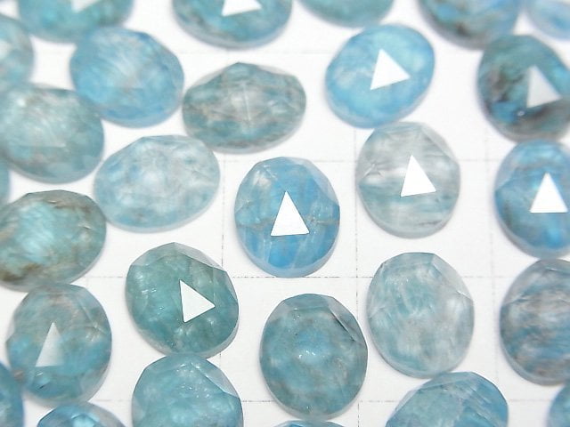 磷灰石 x 水晶 AAA 橢圓形玫瑰式切割 10x8mm 2顆