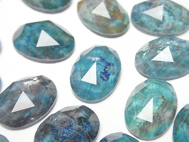 矽孔雀石 x 水晶 AAA 橢圓形玫瑰式切割 18x13mm 1顆