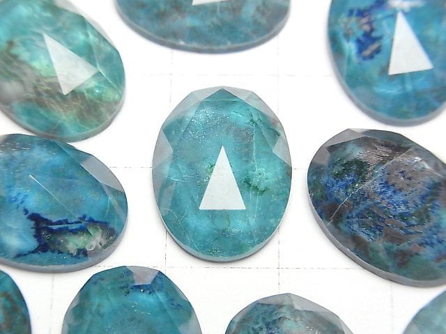 矽孔雀石 x 水晶 AAA 橢圓形玫瑰式切割 18x13mm 1顆