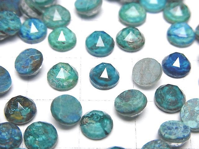 矽孔雀石 x 水晶 AAA 圓形玫瑰切割 6x6mm 3顆
