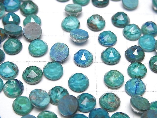 Chrysokoll x Kristall AAA Rund Rosen Schliff 6x6mm 3Stücke