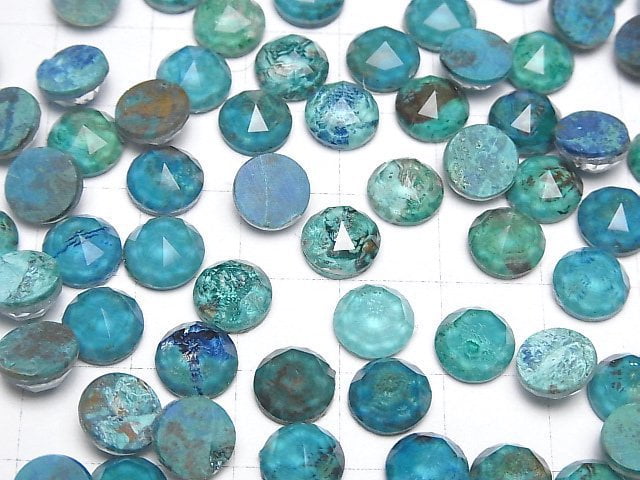 Chrysokoll x Kristall AAA Rund Rosen Schliff 8x8mm 2Stücke