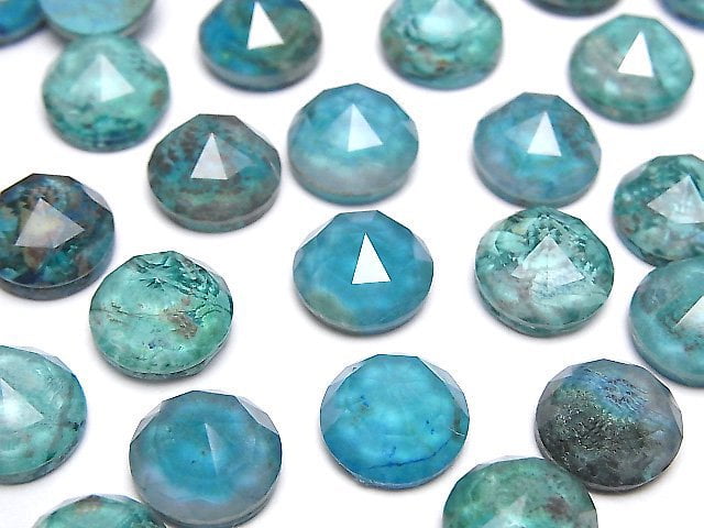 矽孔雀石 x 水晶 AAA 圓形玫瑰切割 10x10mm 2顆