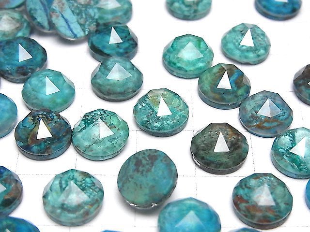 Chrysokolla x Kristall AAA Runde Rose Cut 10x10mm 2 Stück