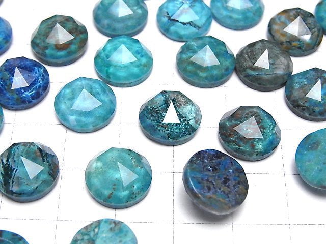 Chrysokolla x Kristall AAA Runde Rose Cut 12x12mm 2 Stück