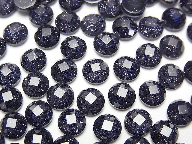 藍金沙石 x 水晶 AAA 圓形刻面凸圓形 6x6mm 3顆